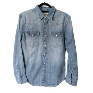 Like New Levi's Barstow Western Denim Shirt Light Wash Size S